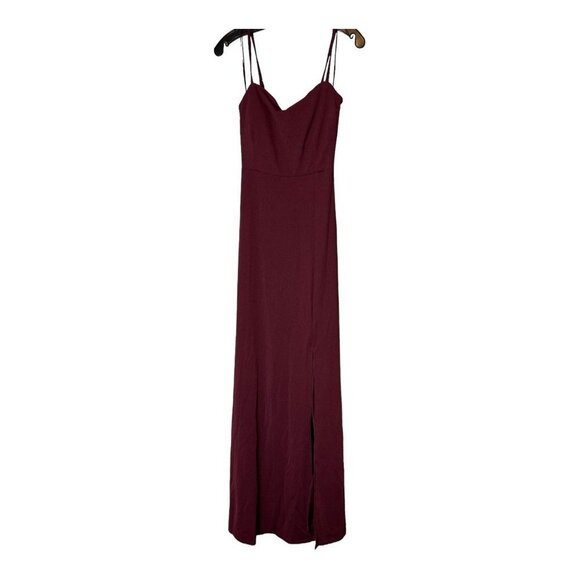 BIRDY GREY Benny Crepe Tie Back Bridesmaid Formal Dress in Cabernet - Picture 3 of 5